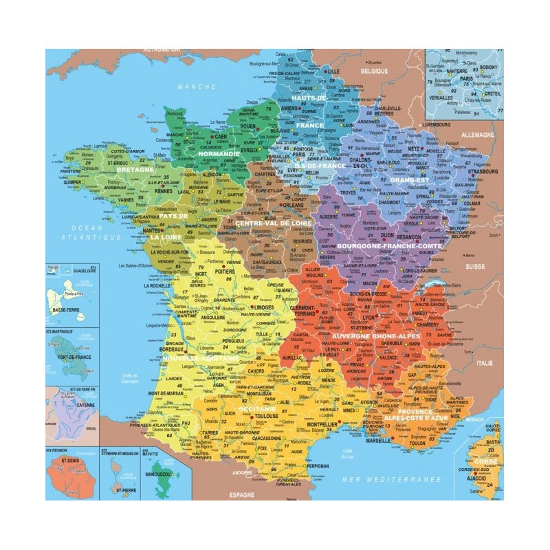 Puzzle 24 pièces - Carte France Régions un jeu PMWD