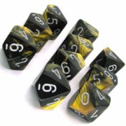 10 dés 10 *GEMINI* NOIR ET OR / BLACK AND GOLD un jeu Chessex