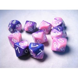 10 Des 10 *GEMINI* ROSE ET VIOLET un jeu Chessex