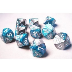 10 Des 10 *GEMINI* ACIER & TEAL un jeu Chessex