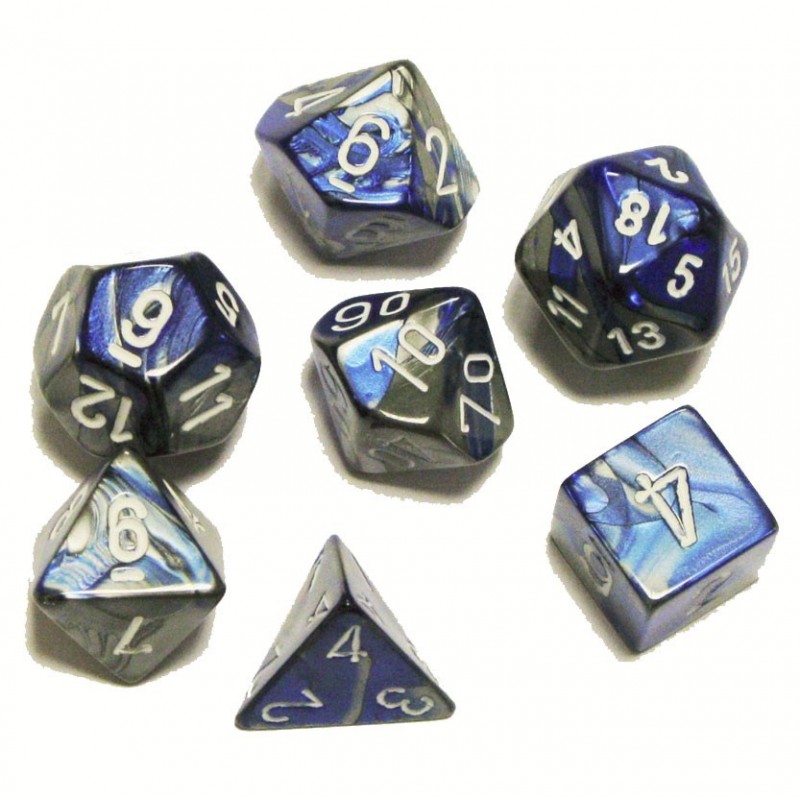 7 dés * gemini * Acier & Bleu un jeu Chessex