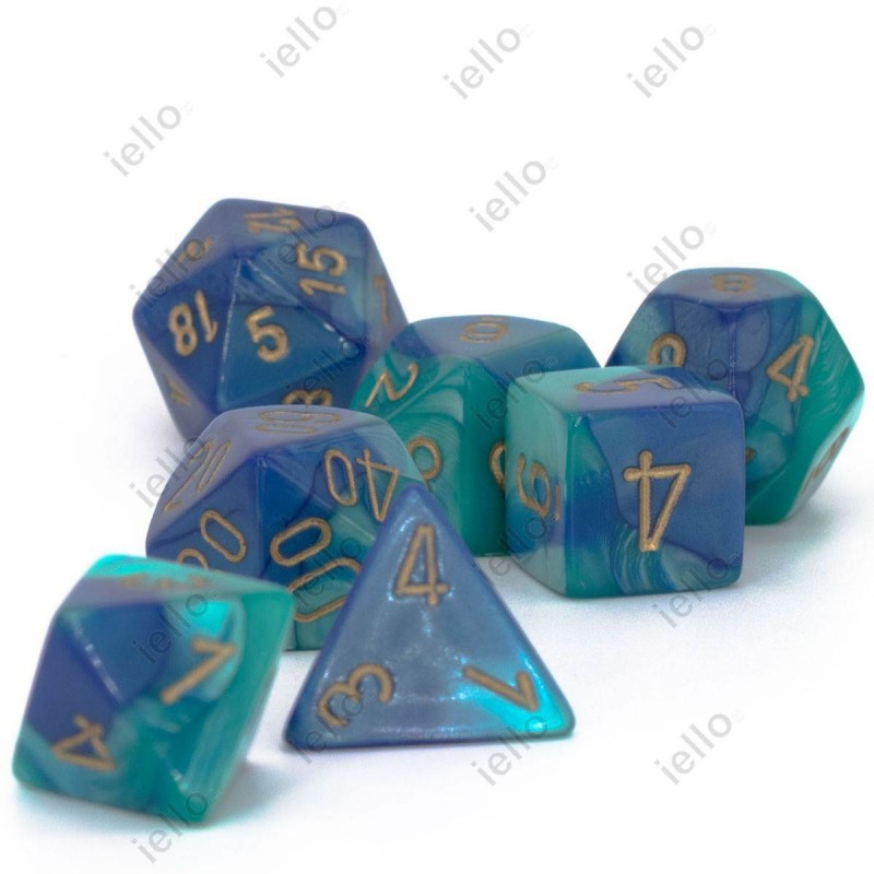 7 dés * gemini * Bleu Sarcelle & Or un jeu Chessex