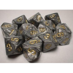 10 dés 10 * feuille * ACIER / LEAF STEEL un jeu Chessex