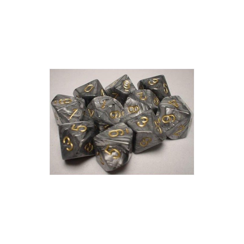 10 dés 10 * feuille * ACIER / LEAF STEEL un jeu Chessex