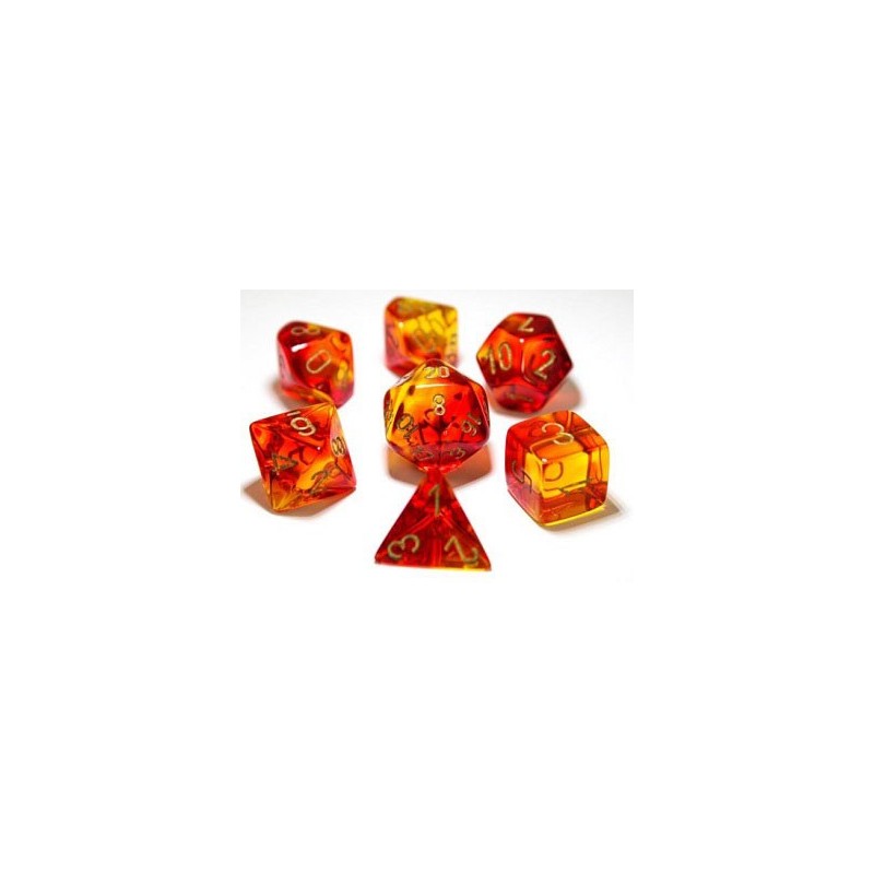 7 Dés Gemini Red-yellow/Gold un jeu Chessex
