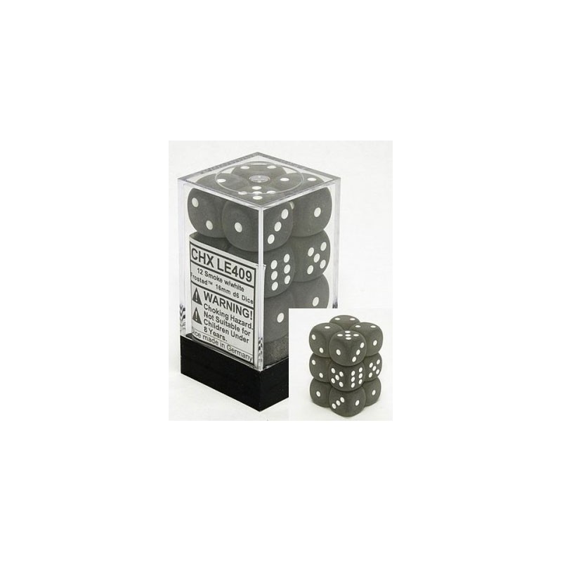 Boîte de 12 dés 6 * givrés * FUME / FROSTED SMOKE un jeu Chessex Boîte de 12 dés 6 * givrés * FUME / FROSTED SMOKE un jeu Chessex