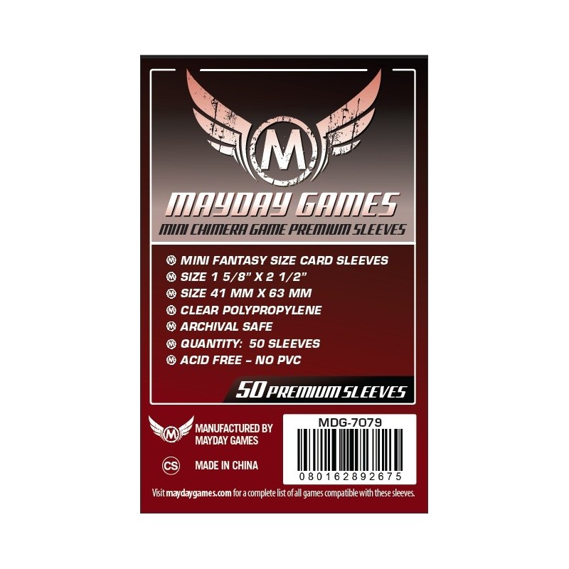 Lot de 50 Protège-Cartes Premium Mini Chimera 43x65mm un jeu Mayday Games