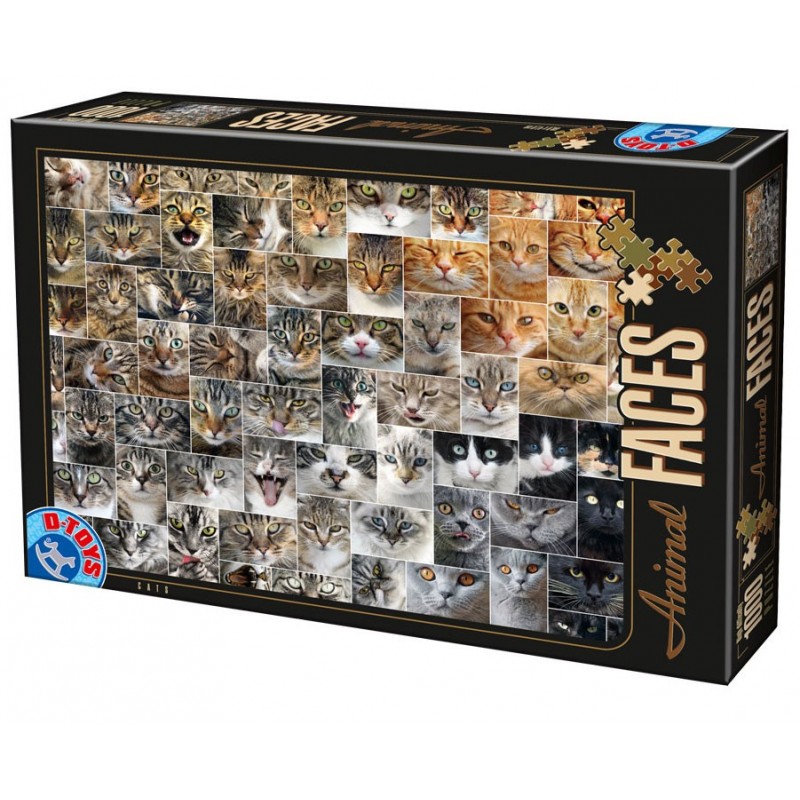 Puzzle 1000 pièces - Faces de chats un jeu D-Toys