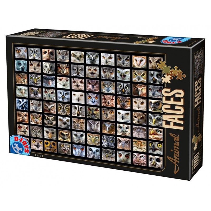 Puzzle 1000 pièces - Faces de Hiboux un jeu D-Toys