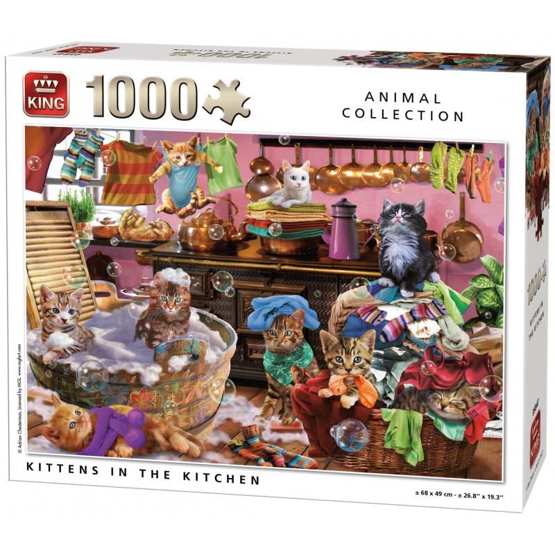 Puzzle 1000 pièces - Chats dans la cuisine un jeu King