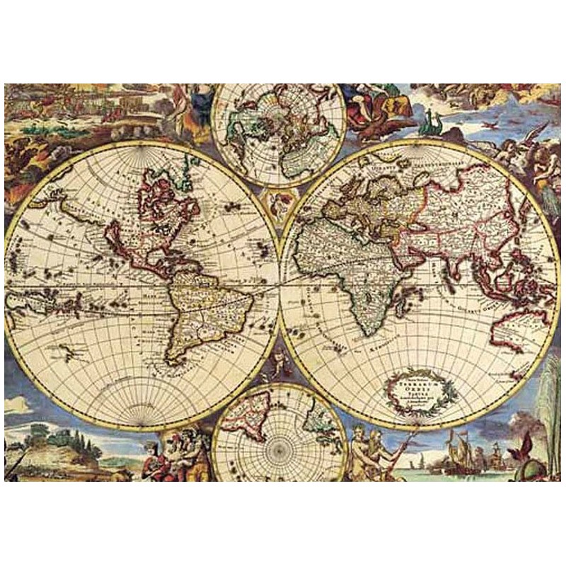 Puzzle 1000 pièces - Map of the world un jeu Ricordi