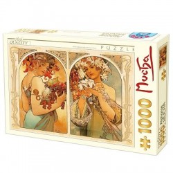 Puzzle 1000 pièces - Mucha Fruits et fleurs un jeu D-Toys