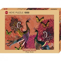 Puzzle 1000 pièces - Peacocks and butterflies un jeu Heye