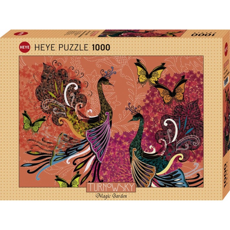 Puzzle 1000 pièces - Peacocks and butterflies un jeu Heye Puzzle 1000 pièces - Peacocks and butterflies un jeu Heye