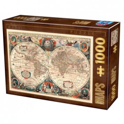 Puzzle 1000 pièces - Vintage Map un jeu D-Toys