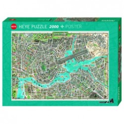 Puzzle 2000 pièces - Map Art City of Pop un jeu Heye