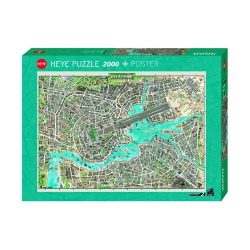 Puzzle 2000 pièces - Map Art City of Pop un jeu Heye
