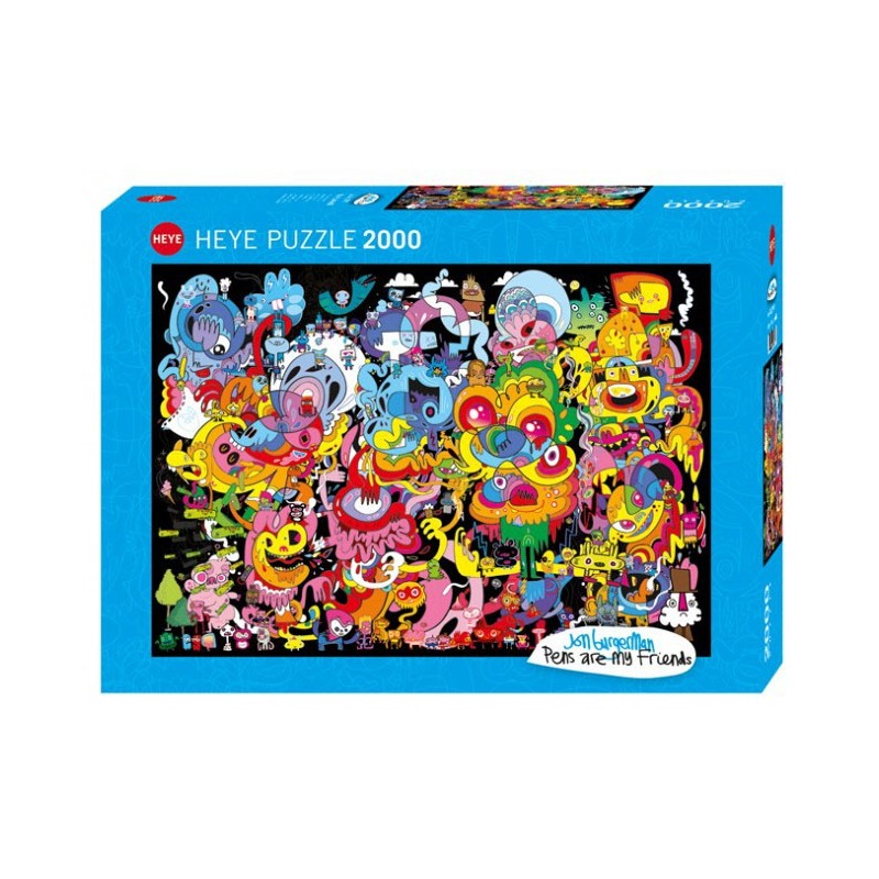 Puzzle 2000 pièces - Jon Burgerman - New psychedoodlic un jeu Heye