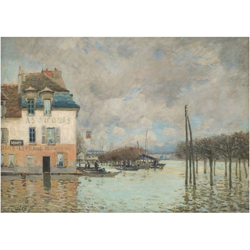 Puzzle 2000 pièces - Sisley - La barque pendant l'inondation à Pont-Marly un jeu Ricordi