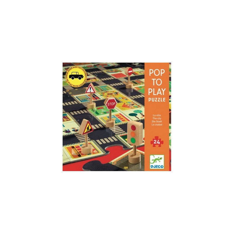Pop to play - Puzzle 24 pièces - La ville un jeu Djeco