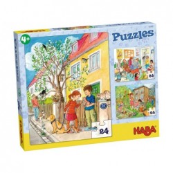 3 puzzles - animaux domestiques un jeu Haba