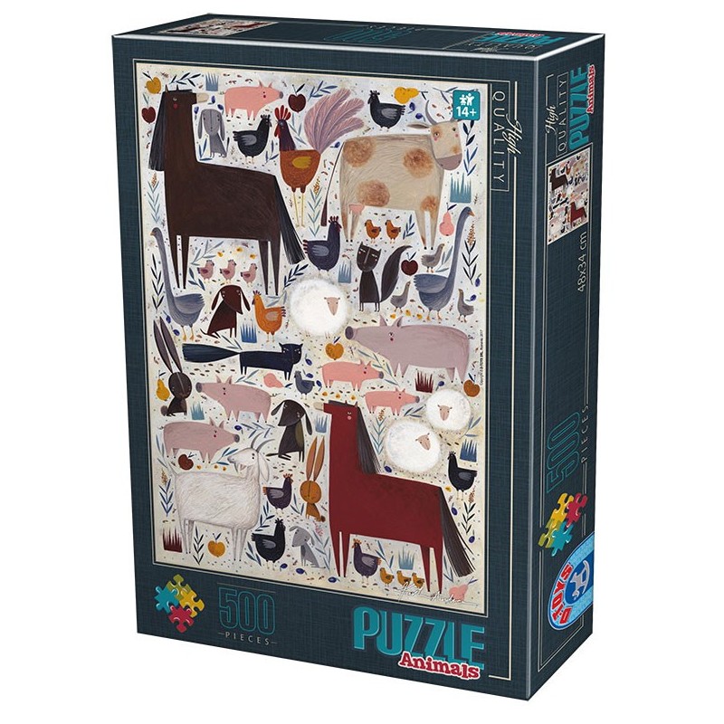 Puzzle 500 - Andrea Kurti Animaux de la ferme un jeu D-Toys