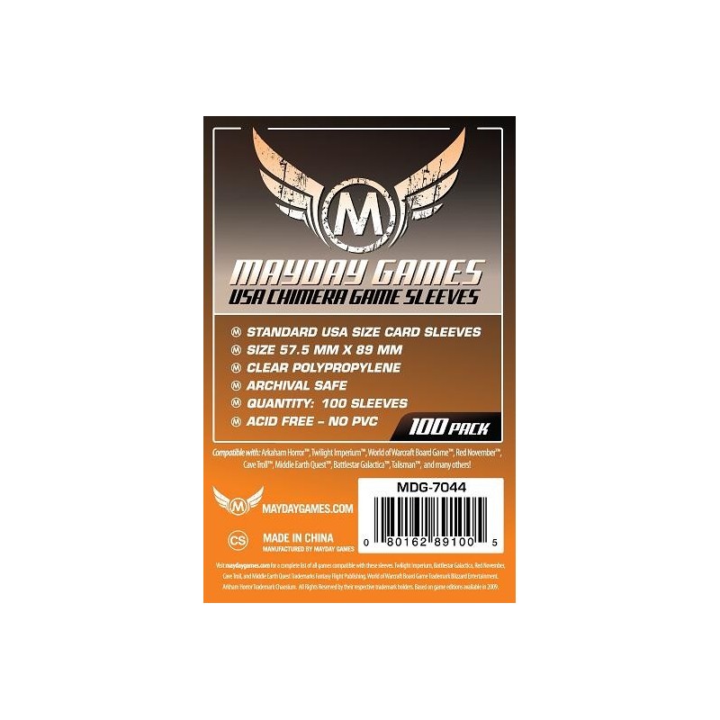 Sleeves USA Chimera Mayday Games Orange (57.5mm x 89mm) un jeu Mayday Games