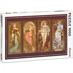 Puzzle 1000 pièces - Mucha 4 saisons - Boîte métal