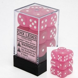 Pack 12 Dés 6 Rose Chessex