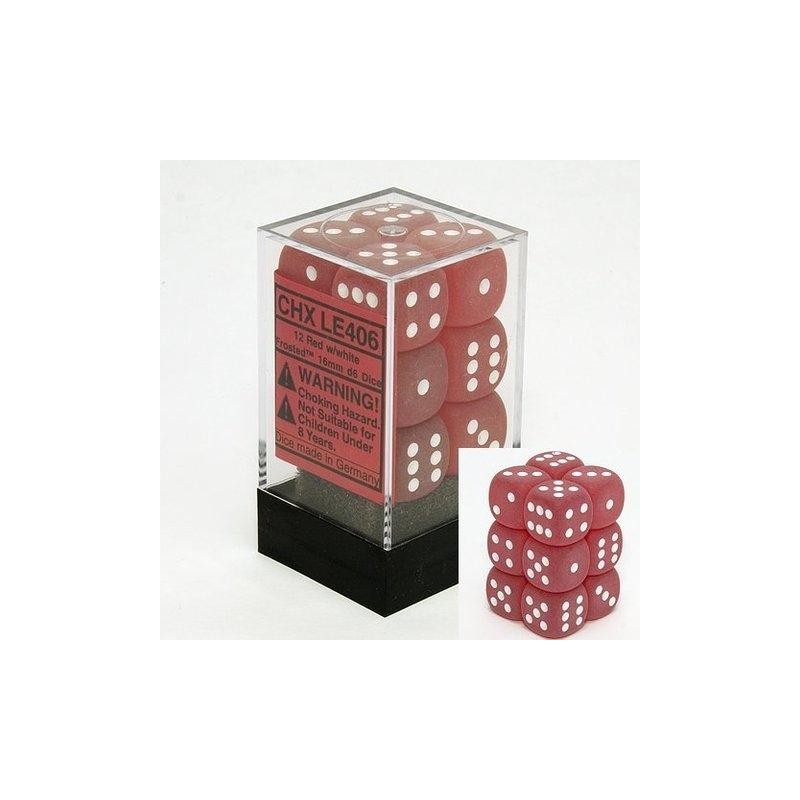 Boîte de 12 dés 6 * givrés * ROUGE / FROSTED RED un jeu Chessex