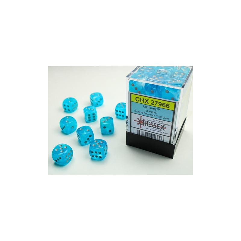 Boite de 36 dés D6 * Luminary * Sky un jeu Chessex