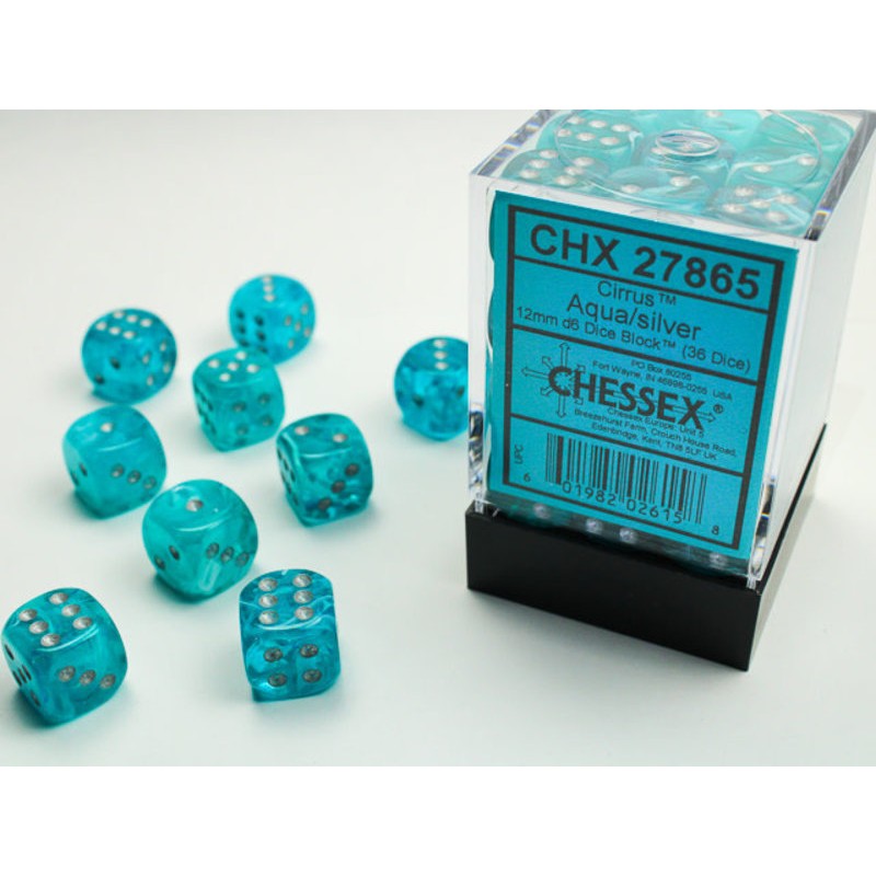 Pack 36 dés 6 aqua chessex