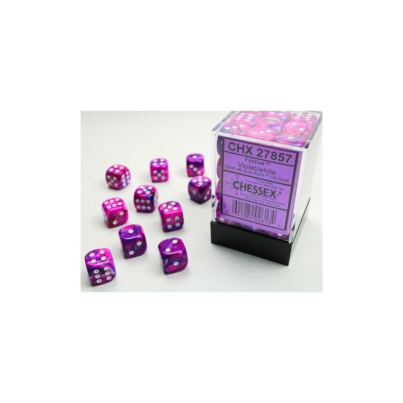 Pack de 36 dés 6 * festive * VIOLET un jeu Chessex