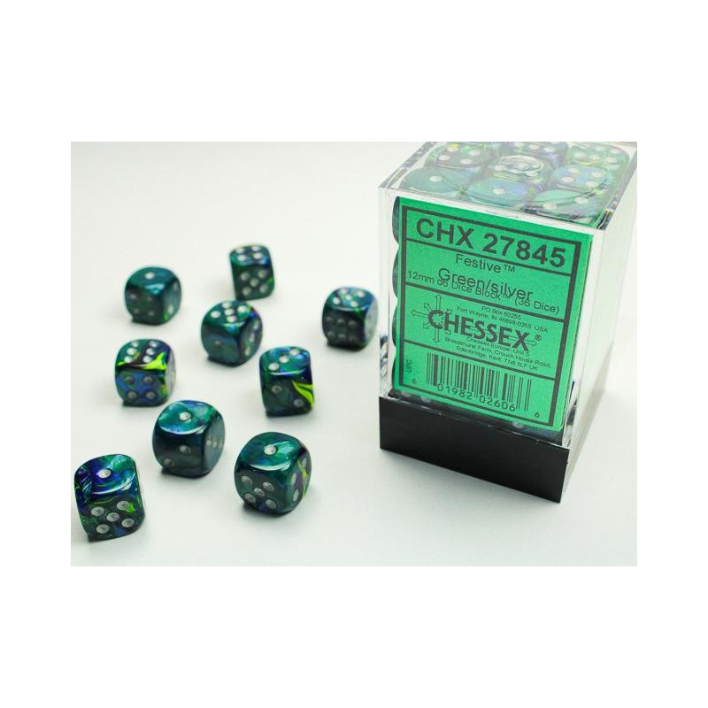 Pack 36 dés 6 vert chessex