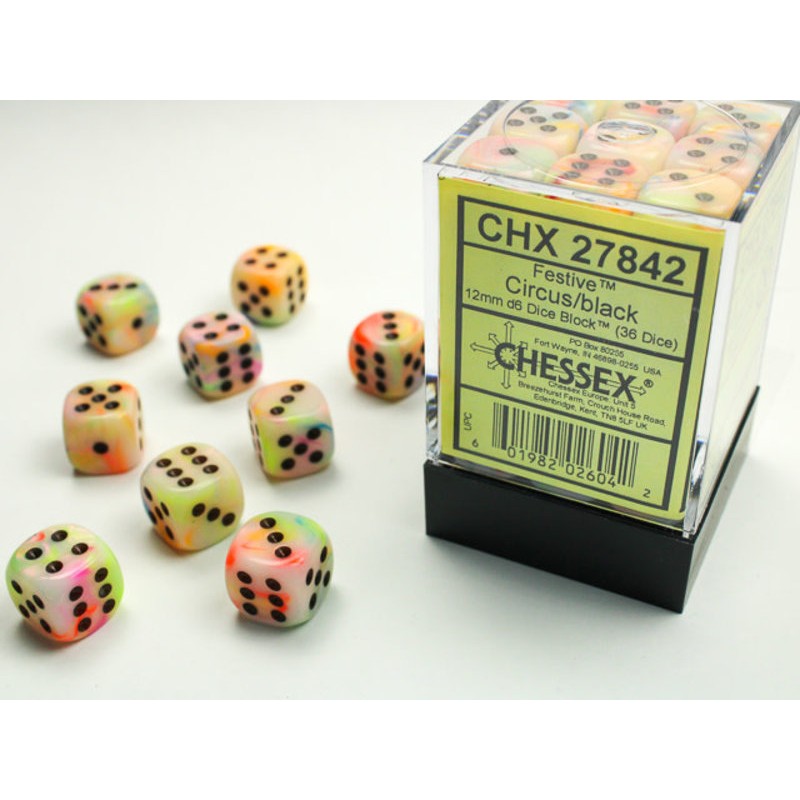Pack de 36 dés 6 * festive * CIRCUS un jeu Chessex