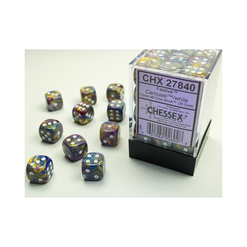 Pack de 36 dés 6 * festive * CARROUSEL un jeu Chessex