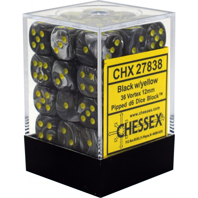 Pack 36 dés 6 noir chessex