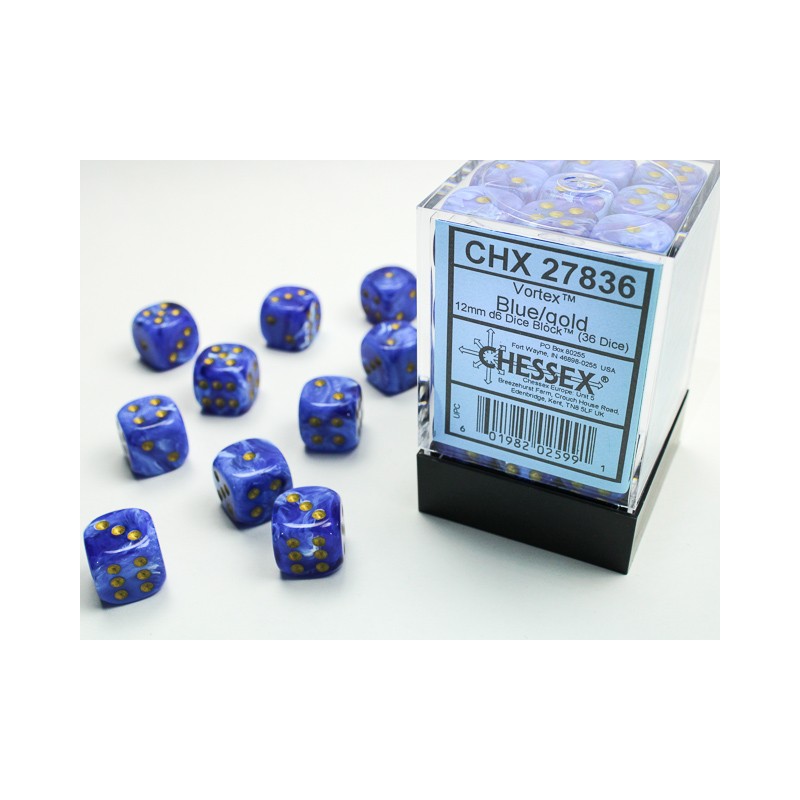 Pack 36 dés 6 bleu chessex