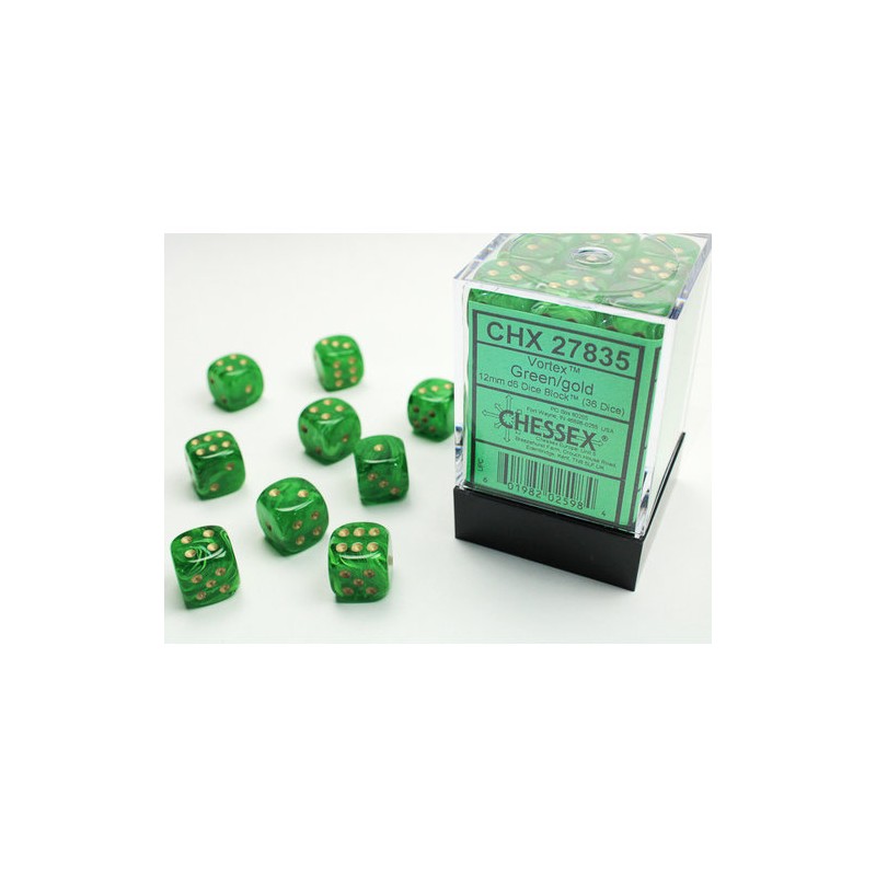 Pack 36 dés 6 vert chessex