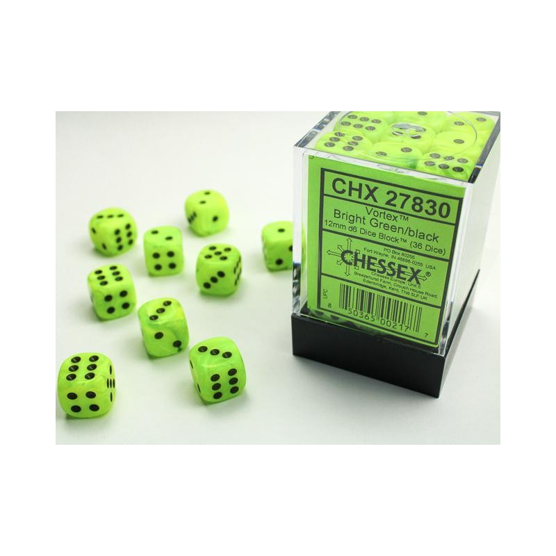 Pack de 36 dés D6 * vortex * VERT CLAIR un jeu Chessex