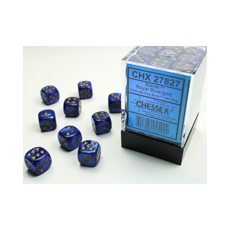 Pack 36 dés 6 bleu roi chessex