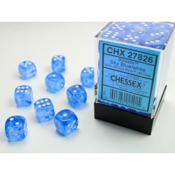 Pack 36 dés 6 bleu ciel chessex