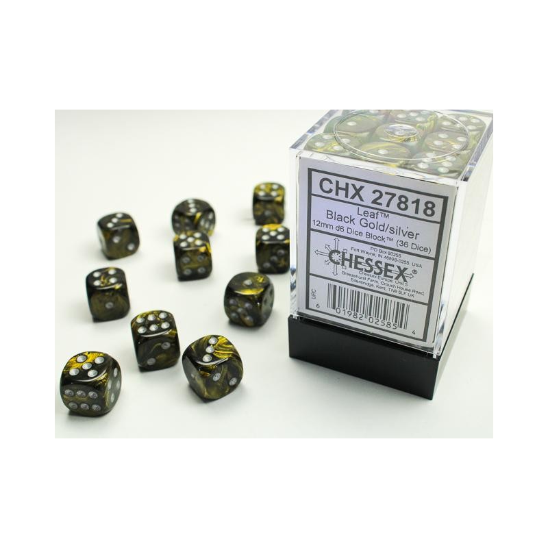 Pack 36 dés 6 Noir & Or Chessex