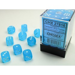 Pack 36 dés 6 bleu caraibe Chessex Jeu de rôle