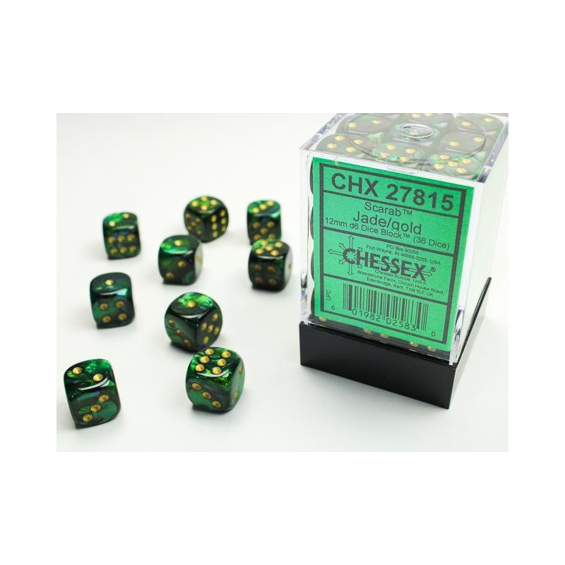 Pack 36 dés 6 Jade Chessex Jeu de Rôle