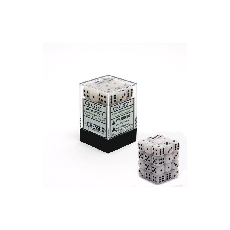 Pack de 36 dés 6 * nacre * BLANC un jeu Chessex