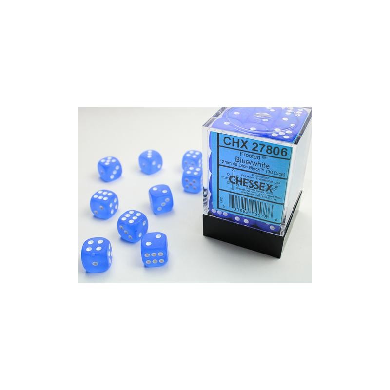 Pack 36 dés 6 bleu chessex jeu de rôle