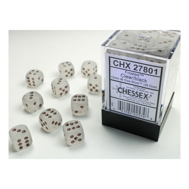 Pack 36 dés 6 clair chessex Jeu de rôle