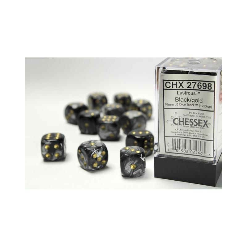 Pack 12 dés 6 Noir Chessex Jeu de Rôle Annecy