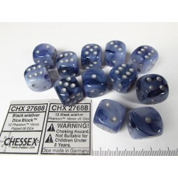 Pack 12 dés 6 Noir Argenté Chessex Annecy